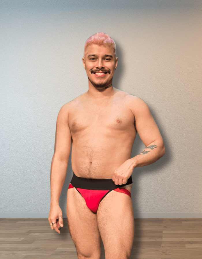 Jockstrap Vermelha e  Preto Elastico 6 mm Star Aslan