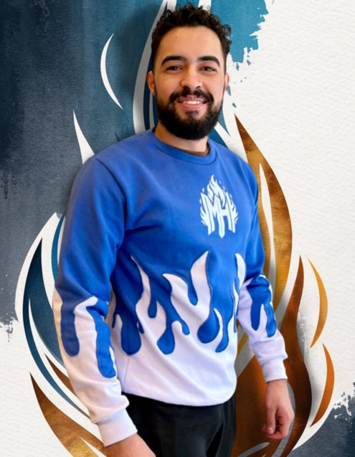 Moletom Meenting Hot Azul e Branco -tamanho P