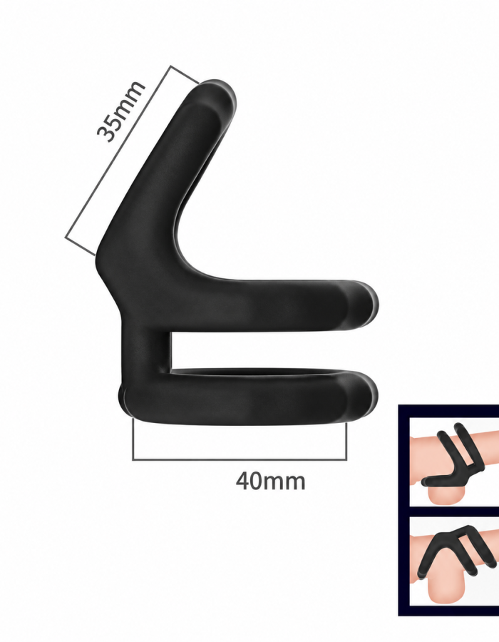 Anel Peniano Duplo com Estimulador – Preto