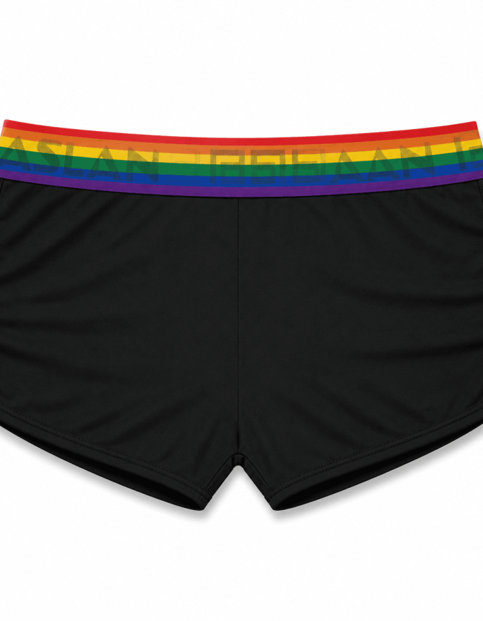 Short de Academia Masculino Aslan com Abertura Lateral – Preto e Pride