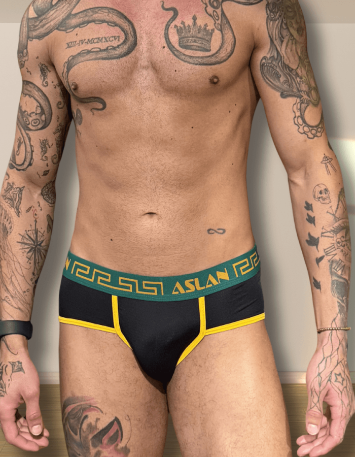 Cueca Preta line Amarelo el Verde e Amarelo