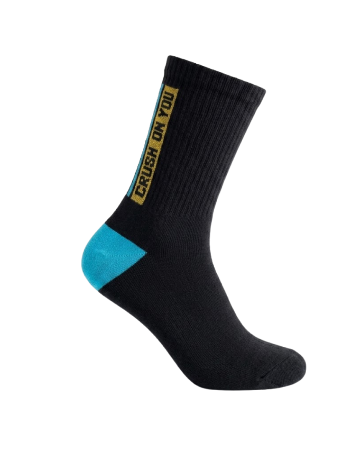 Meia Preta Line Azul  33-39