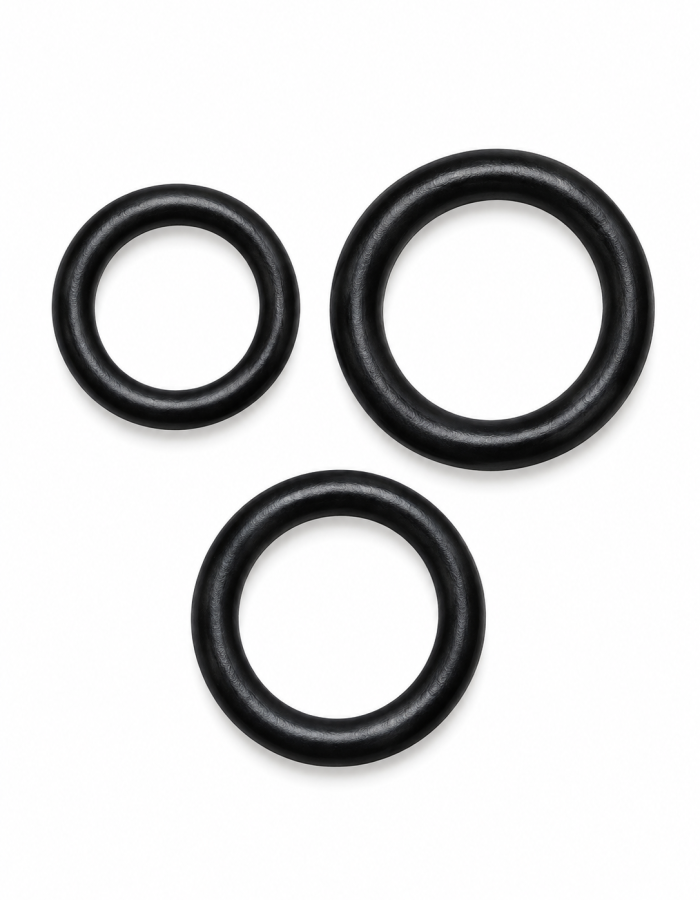 Kit Anel Peniano Lion Black – Silicone, 3 Tamanhos e Efeito Retardante