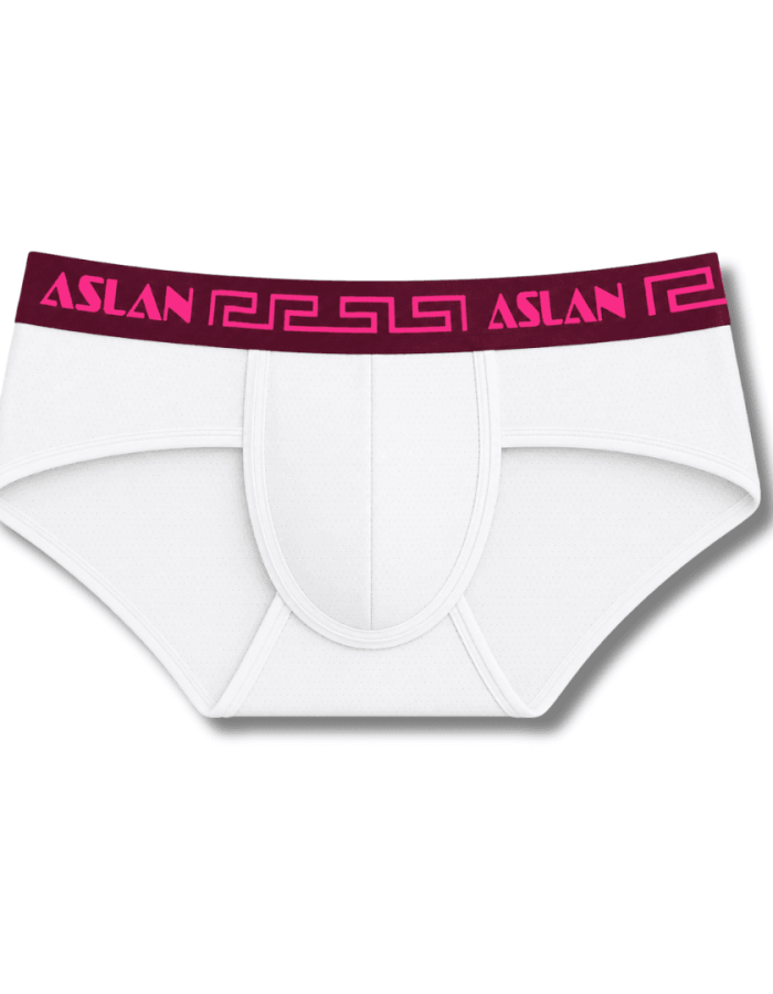 Cueca Branca Dryfit line Bordo Rosa