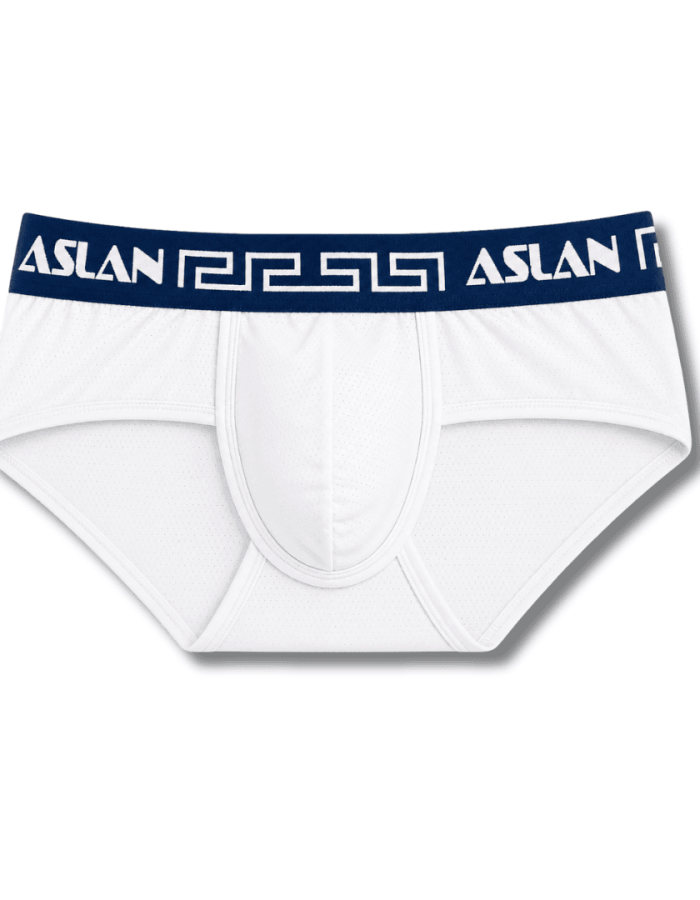 Cueca Branca Dryfit line Azul Arabescos