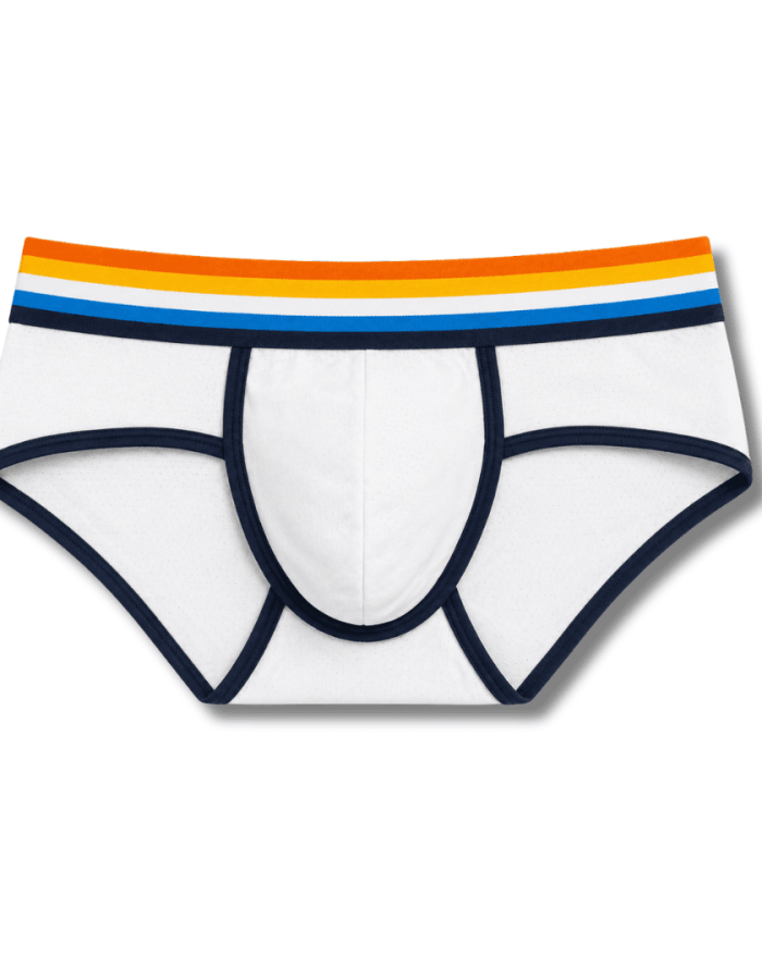 Cueca Branca Dryfit line Azul Aroace