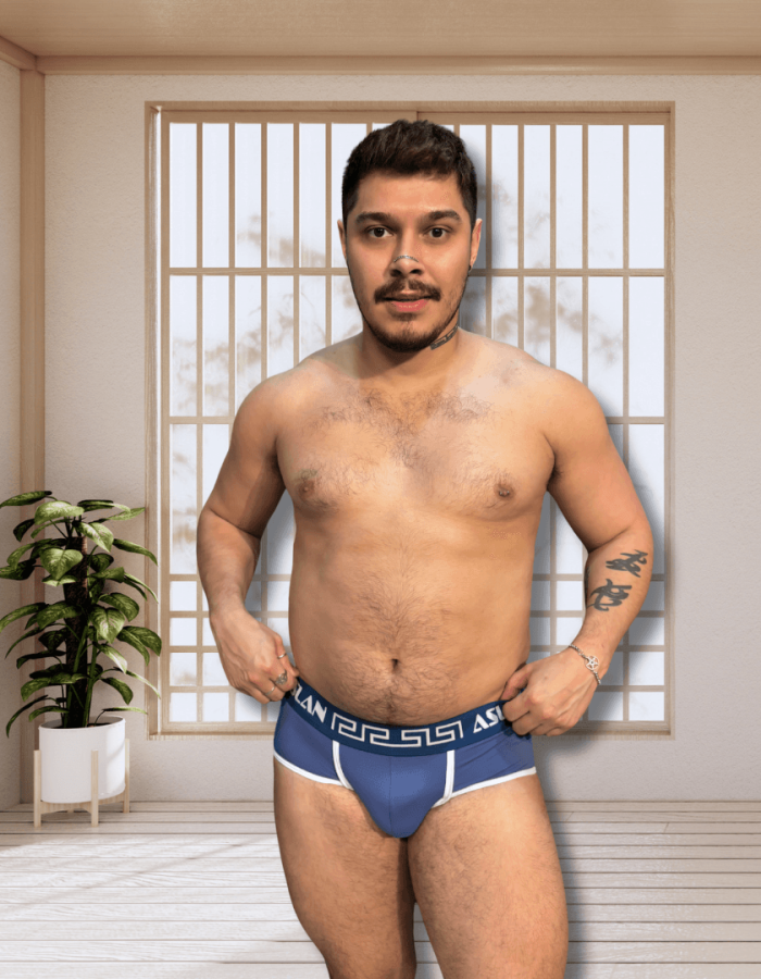 Cueca Azul Dryfit Jeans line branco