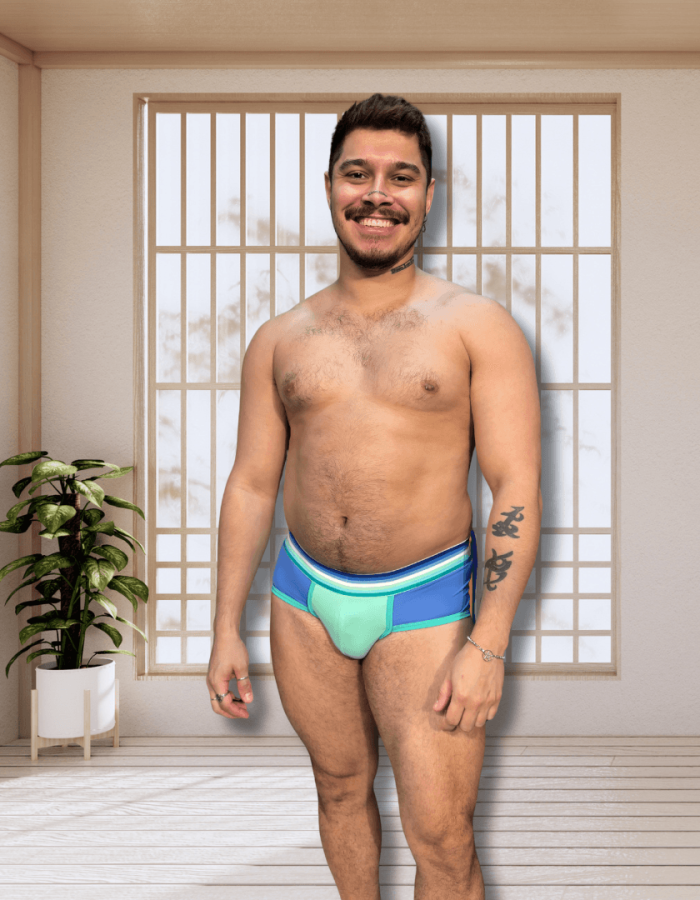 Cueca Azul line verde