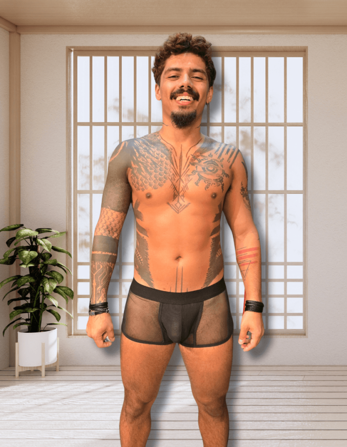 Cueca Boxer Preta Transparente