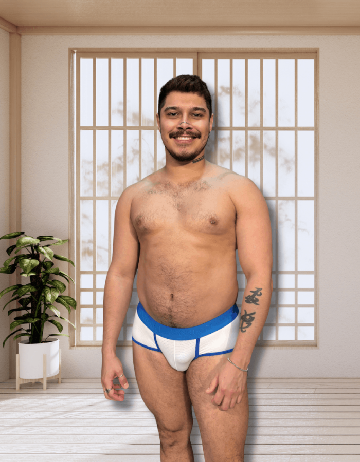 Cueca Branca Dryfit line Azul II