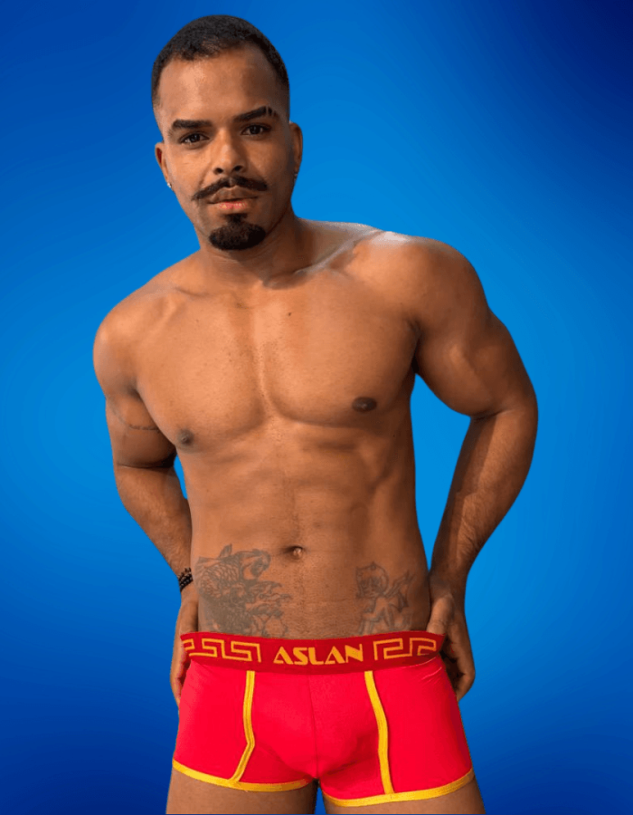 Cueca Boxer Vermelha Dryfit line dourado