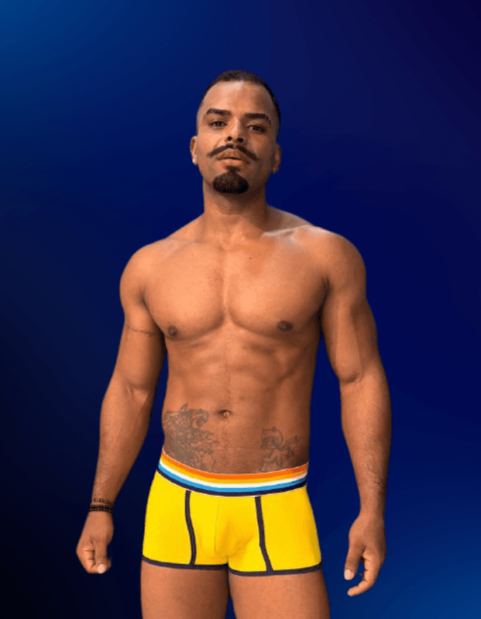 Cueca Boxer Amarela Dryfit line Azul