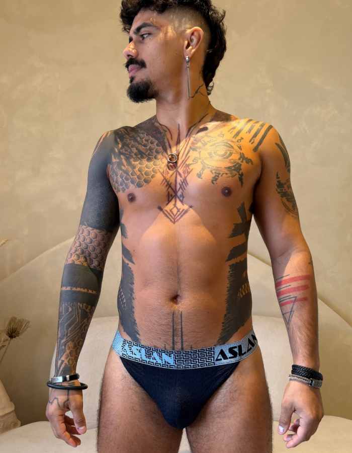 Tanga Preta Apolo Texturizada Aslan