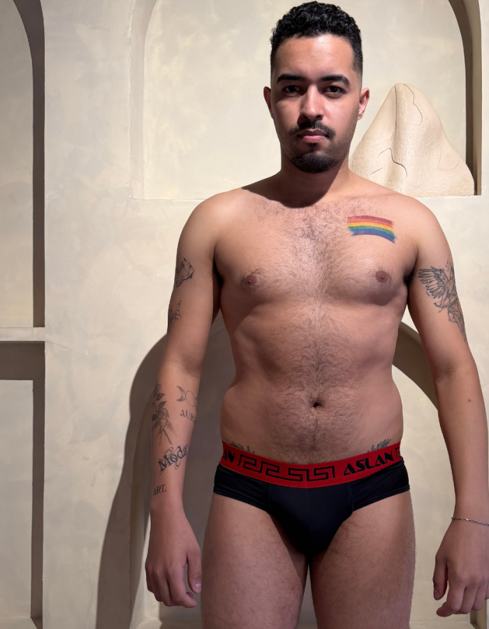 Cueca Preta Dryfit line Vermelho Arabesco