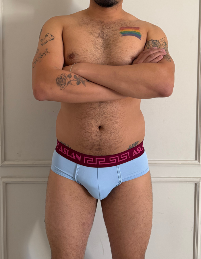 Cueca Azul el Bordo e Pink