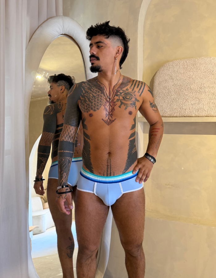 Cueca Azul  Claro line Branco Anemo