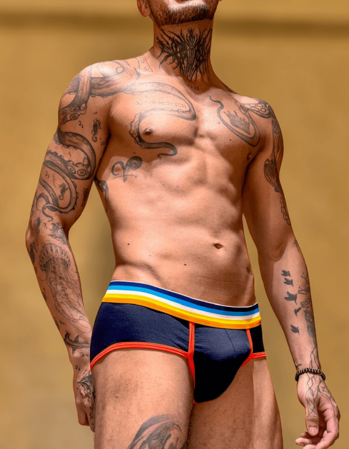 Cueca Preta Aroace line laranja