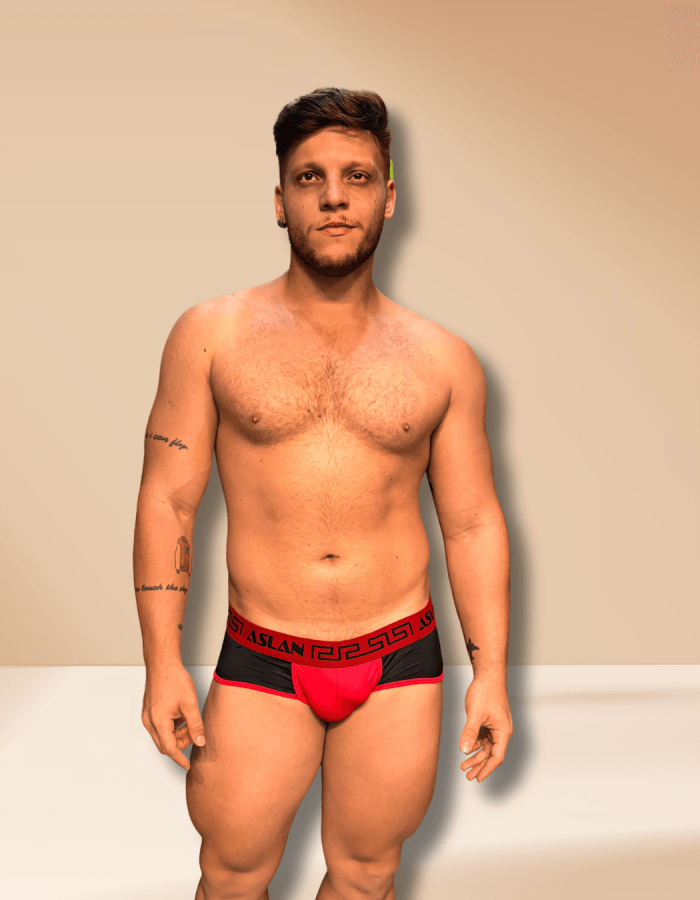 Cueca Preta Dryfit Slip Vermelho