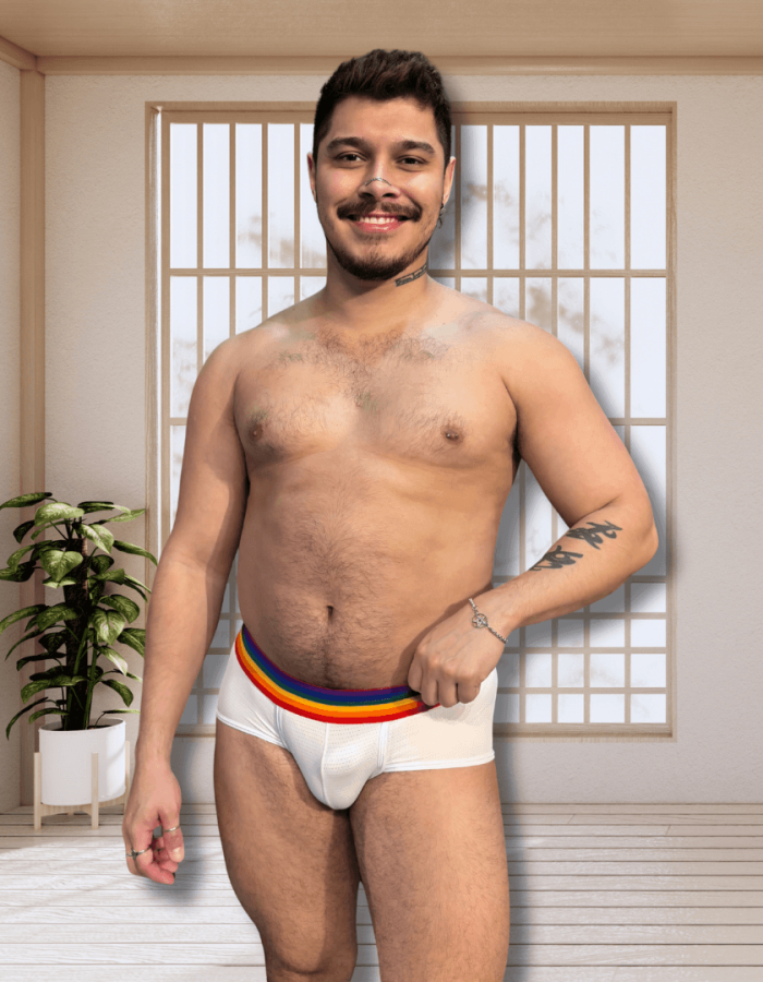 Cueca Branca Dryfit Pride