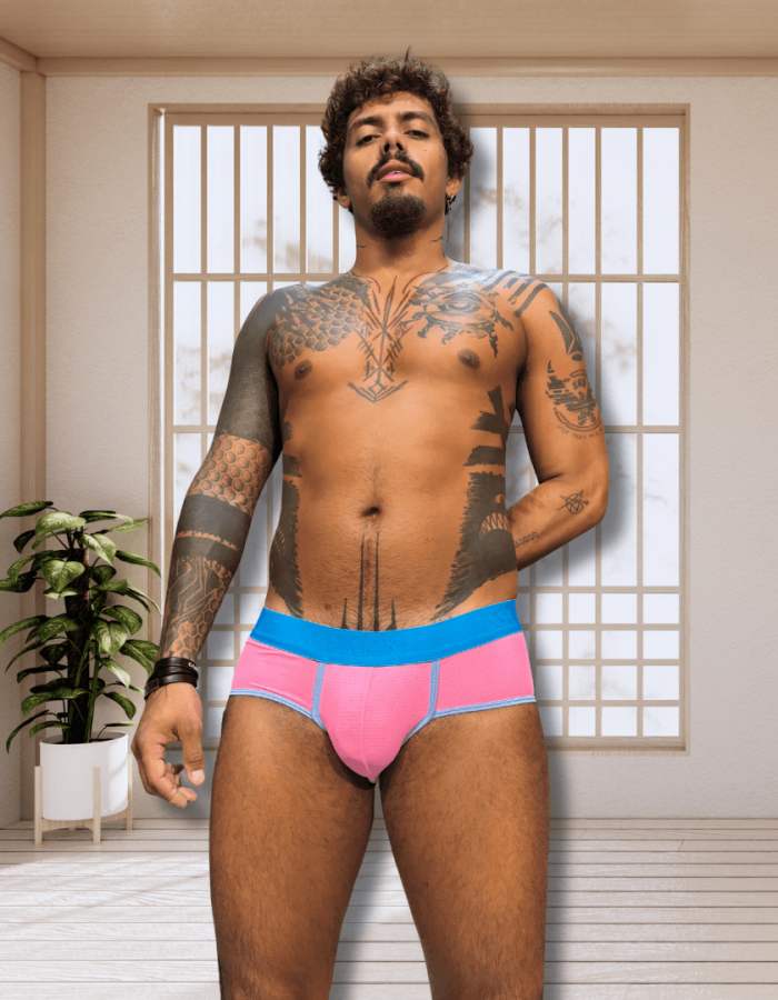 Cueca Rosa Dryfit line Azul