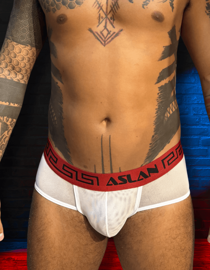 Cueca Transparente Branca line Vermelho