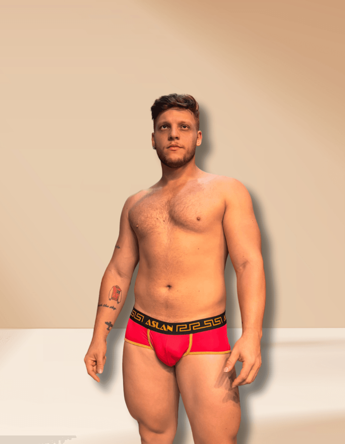 Cueca Vermelha Dryfit line Ouro