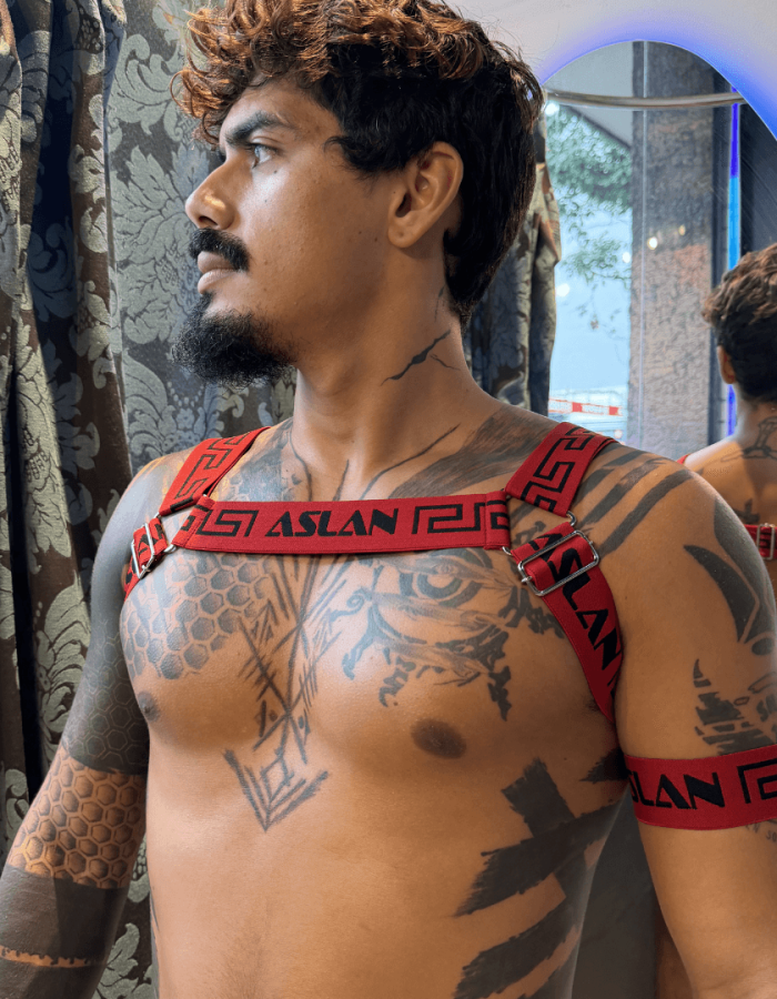 Harness Vermelho e Preto