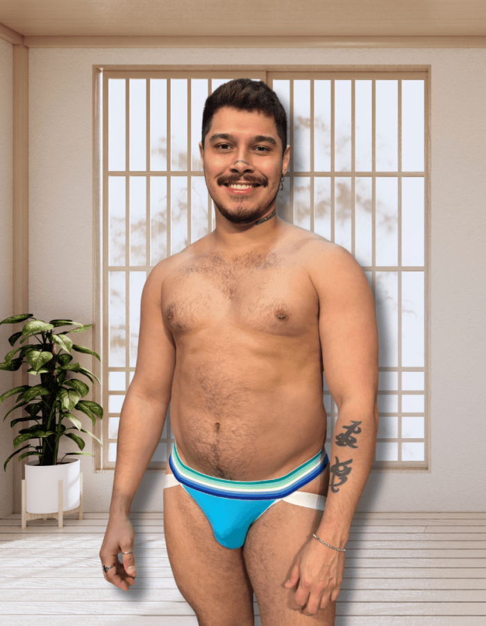 Jockstrap Azul Aroace line branco