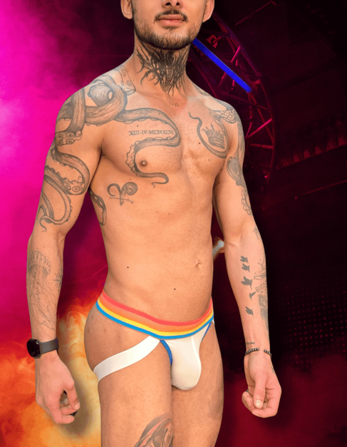 Jockstrap Branca Tropical line Azul