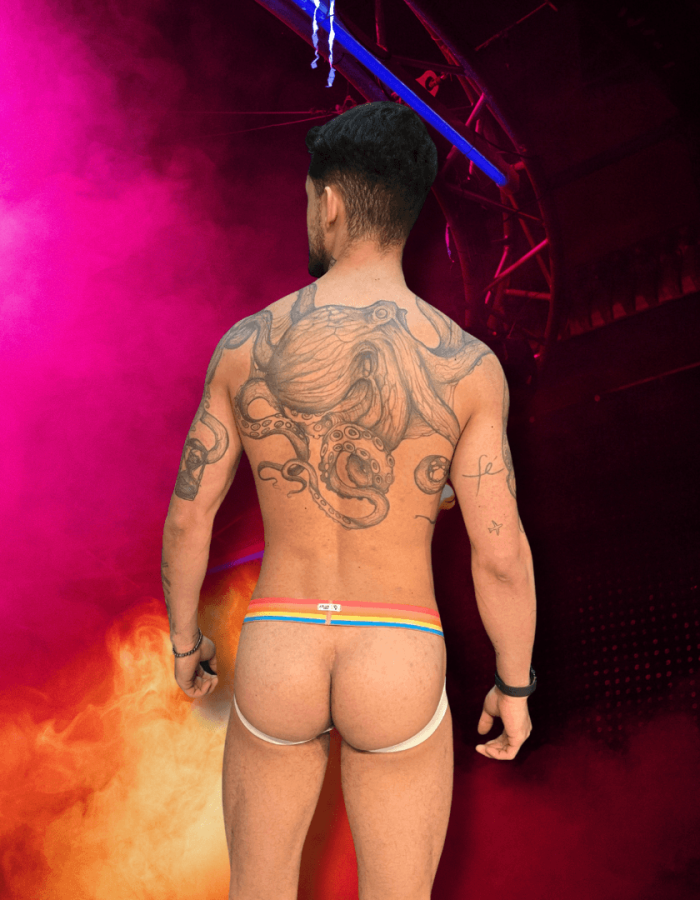 Jockstrap Azul Tropical elástico branco