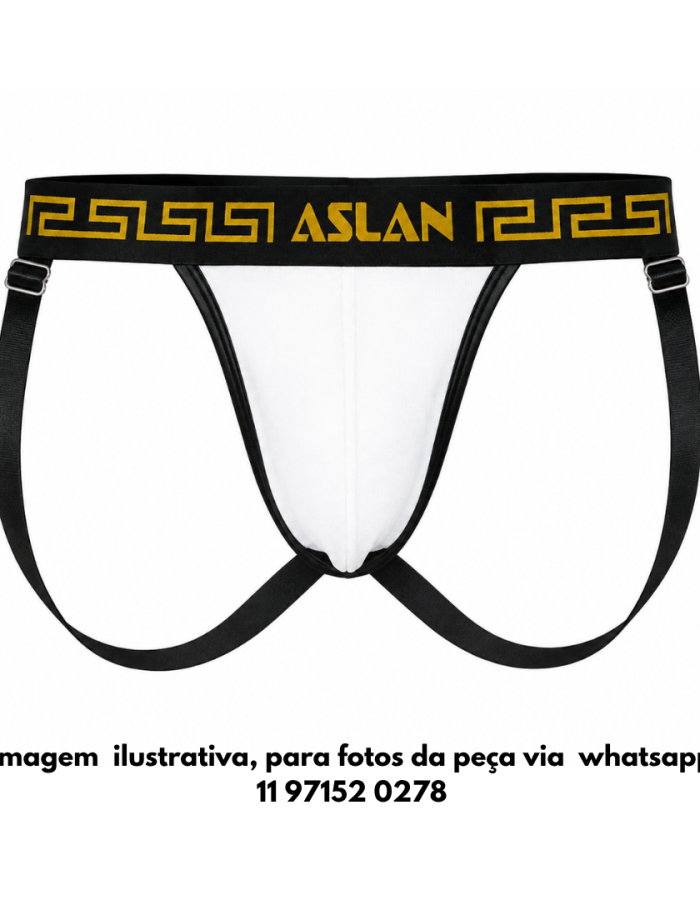 Jockstrap Branca e Preta Ajustável