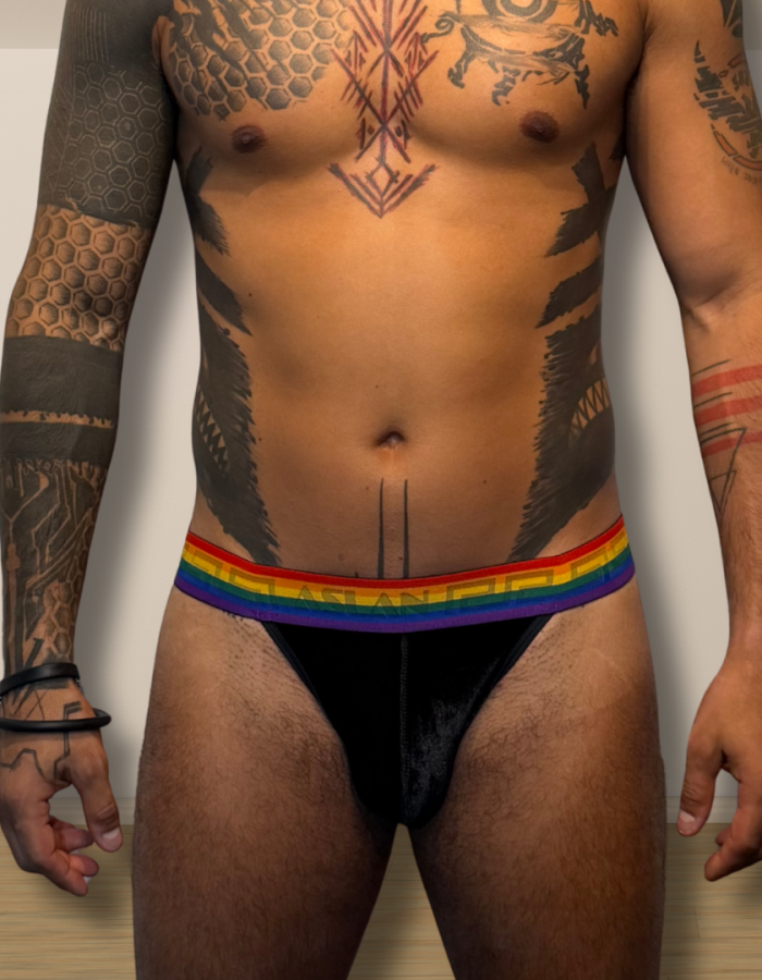 Jockstrap Preta Aveludada Pride Ajustável