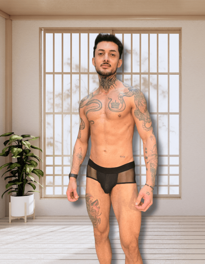 Cueca Preta Transparente