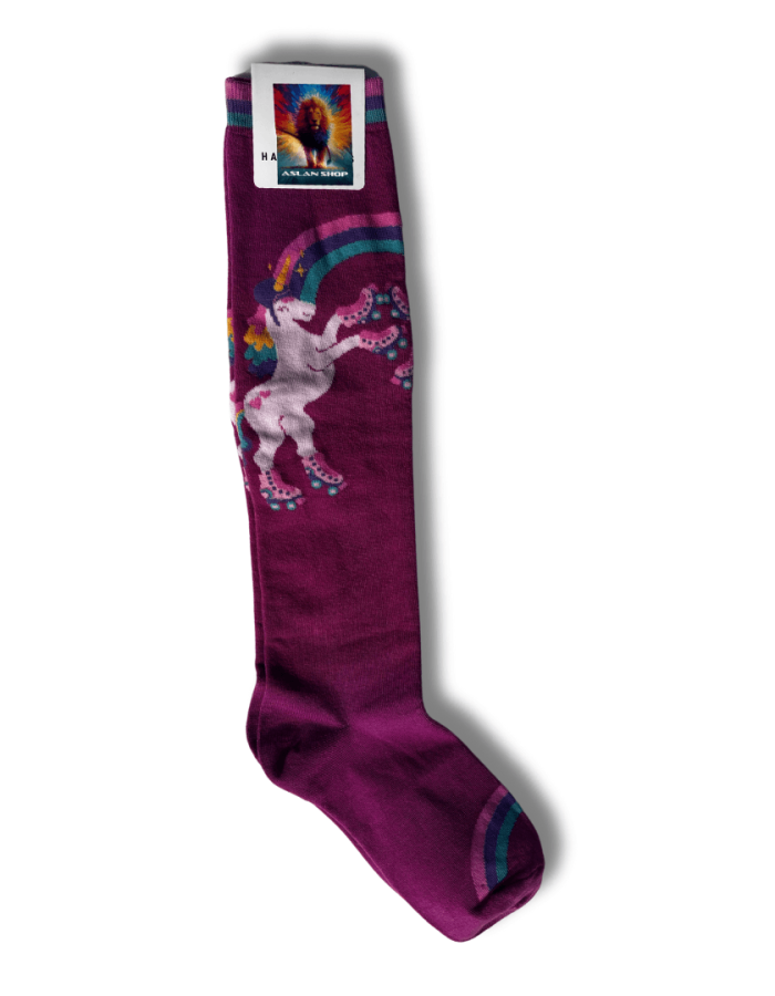 Meia Rose Unicornio de Patins Cano Longo