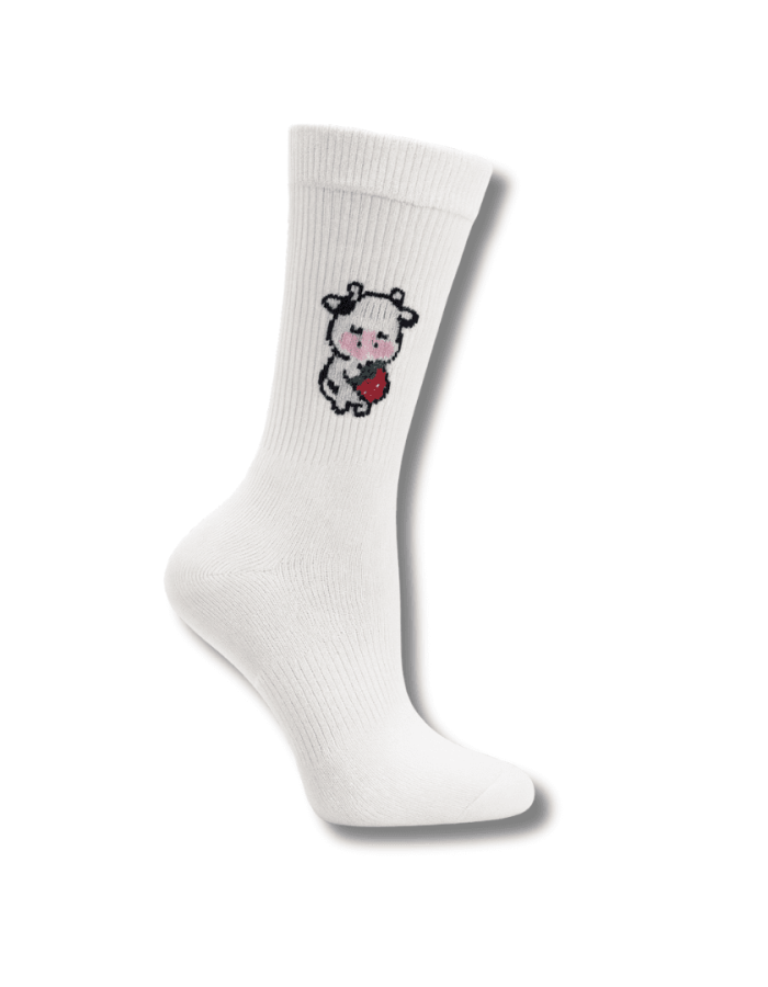 Meia Branca Vaquinha Morango