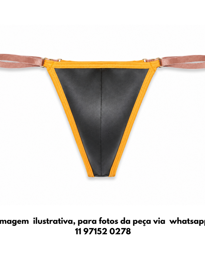 STRING PRETA LINE DOURADO