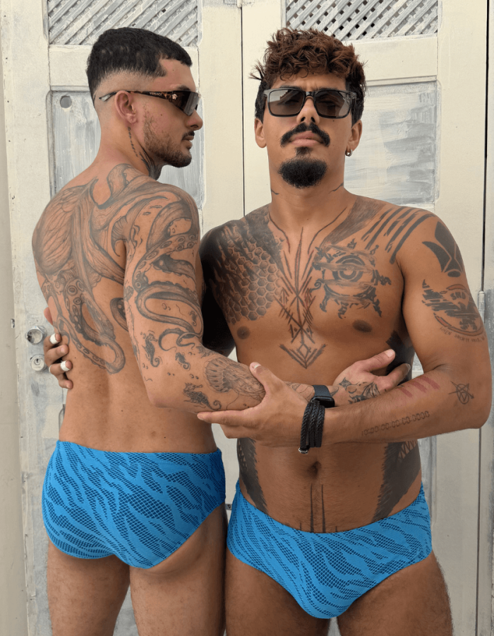 Sunga Azul em Renda Tradicional