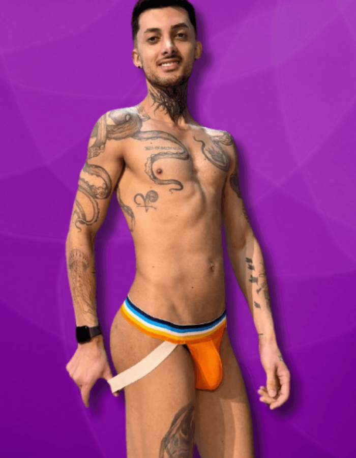 Jockstrap Laranja line Azul