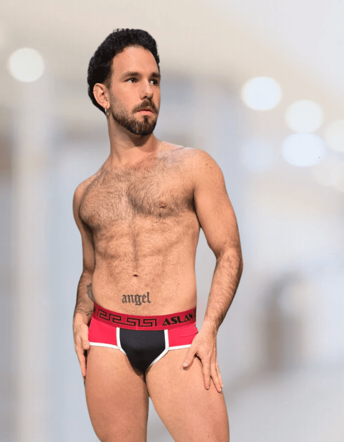 Cueca Vermelha Preto e line  Branco Slip Eros